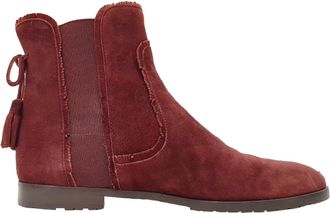 Aquazzura Frou Frou Ankle Boots in Red Suede
