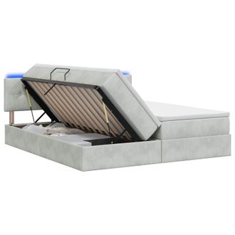 vidaXL Letto Con Contenitore Led E Materasso Grigio Chiaro Vidaxl