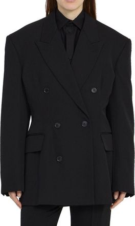 Balenciaga Womens Black Wool Coat Clothing