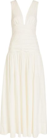 Shona Joy Campbell Gathered Cotton-blend Maxi Dress - Ivory - 16 (UK16 / XL)