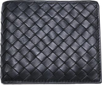 Bottega Veneta Intrecciato Black Leather Wallet (Bi-Fold) (Pre-Owned)