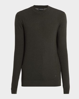 Emporio Armani Men & apos;s Square Texture Knit Crewneck Sweater