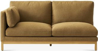 Castlery Owen Left Arm 2 Seater Couch, Basketweave Caramel Blonde Oak, Brown, Castlery