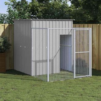 vidaXL Vidaxl - Caseta Perros Corral Acero Galvanizado Gris Claro 165x251x181cm