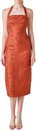 endless rose Floral Jacquard Halter Neck Dress in Mousse at Nordstrom Rack, Size X-Small