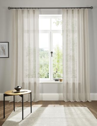 My Home Gardine »Fiete« Kräuselband 1 Stk. tlg. Leinen Optik, Sichtschutz, halbtransparent, einfarbig, Leinenoptik