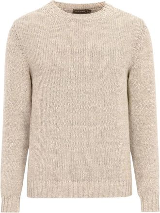 Oscar Jacobson Stijlvol Beige Ronde hals Sweater - Heren - Ronde hals truien - Beige - XL - Katoen - Truien & Vesten