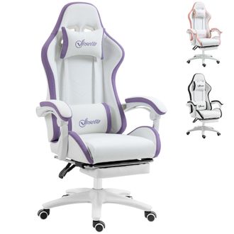 Vinsetto Racing Style Gaming Chair with Reclining Function Footrest - Purple | TJ Hughes