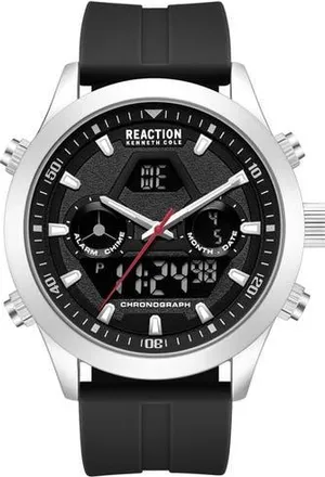 Kenneth Cole Reaction Analog Digital Silicone Strap Chronograph Watch, 47mm in Black at Nordstrom Rack