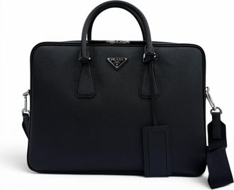 Prada Black Leather Briefcase (Pre-Owned)