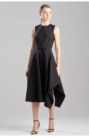 Natori Cotton Blend Woven Sleeveless Assymetric Dress in Black at Nordstrom, Size 16