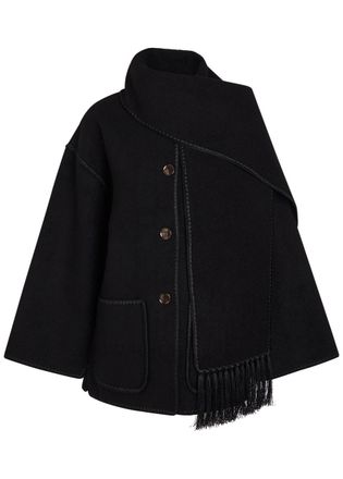 Toteme Scarf-effect Wool-blend Jacket - Black - 44 (UK16 / XL)