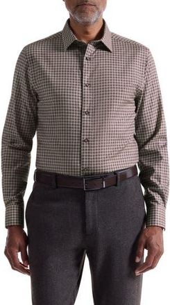 Bugatchi Julian Shaped Fit Grid Check Button-Up Shirt in Camel at Nordstrom Rack, Size Xxx-Large