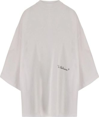 Jacquemus Tops, Dames, Wit, M, Katoen, Le Palmier Katoenmix T-shirt