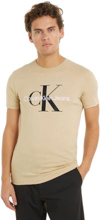 Calvin Klein Jeans Mens Short Sleeve Round Neck T-Shirt, Beige (Pale Khaki), S