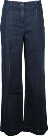 Eleventy Blue Cotton-Blend Stretch Wide-Leg Jeans