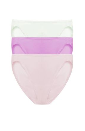 Natori Bliss Bare Cotton Bikini 3-Pack in Iced Mint/wld Petal/msty Orchd at Nordstrom, Size Xx-Large