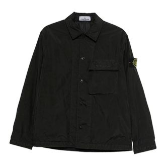 Stone Island Light Jackets, male, Black, Size: 2XL Padded Nylon Overshirt