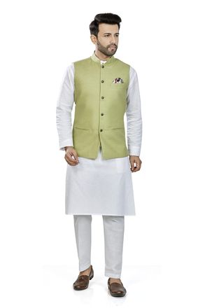 Be Active Mens Nehru Jacket || Linen Vest for Occasions || Mens Nehru Jacket, Green (green 1), XXL