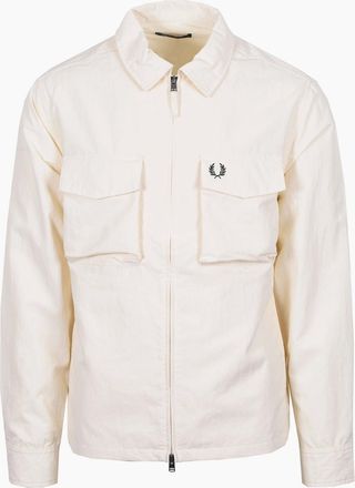Fred Perry Mens FRED PERRY RIPSTOP POCKET OVERSHIRT ECRU - Cream - Size: 44