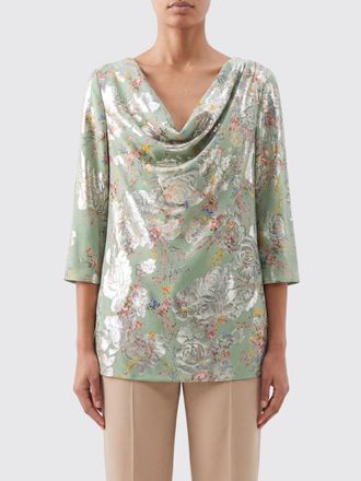 Valentino Garavani Blusa in seta con stampa floreale e scollo drappeggiato