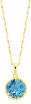 MAX + STONE 14k Yellow or White Gold Roped Halo 6mm Round Gemstone Pendant Necklace