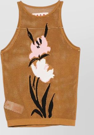 Marni mesh knit top floral pattern