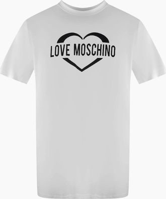 Love Moschino Mens Love Moschino Bold Heart Logo White T-Shirt - Size: 40