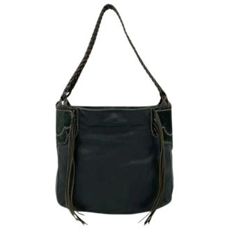 Loewe Pre-owned Shoulder Bags, female, Black, Size: ONE SIZE Pre-owned Suede Leather Shoulder Bag