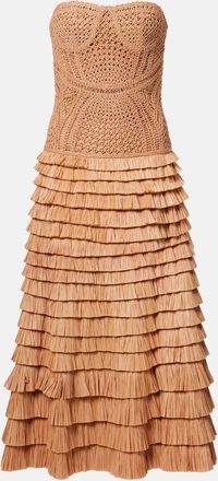 SIMKHAI Abito bustier Santana in misto rafia