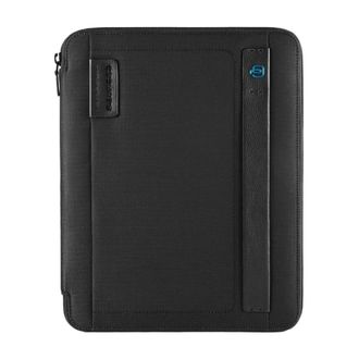 Piquadro Slim A4 Notepad Holder with Zip Closure and Pen Holder - male - Piquadro - Wallets & Cardholders - Black - ONE SIZE - Accessories