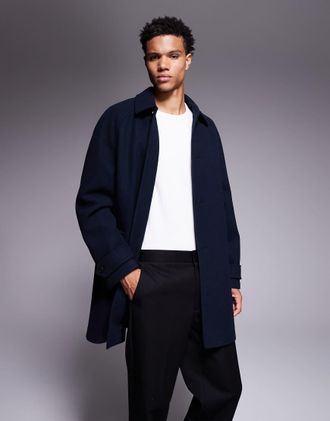 Asos Cappotto blu navy effetto lana