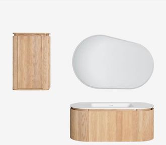 Sklum Conjunto De Muebles De Ba&ntilde;o En Madera Con Lavabo Integrado Carsone Sklum