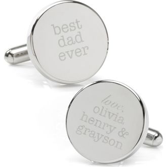 Cufflinks Inc. Best Dad Ever Customizable Cufflinks in Silver at Nordstrom