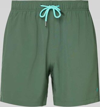 Mc Neal Relaxed Fit Badeshorts mit Logo-Stitching in Dunkelgruen, Größe M