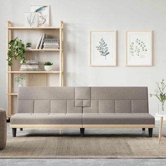 vidaXL Sof&aacute; Cama Con Portavasos Tela Gris Taup&eacute; Vidaxl