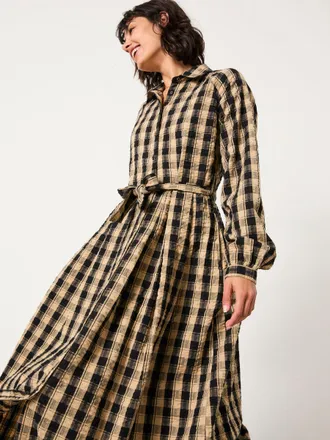 Fat Face FatFace Ally Black Regular Check Shirt Dress