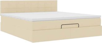vidaXL Estructura De Cama Otomana Con Colch&oacute;n Tela Crema 160x200cm Vidaxl