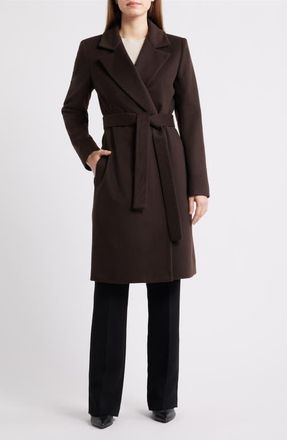 Fleurette Wool Wrap Coat in Brown at Nordstrom, Size 12