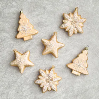 Frontgate Set of 6 Festive Iced Cutout Ornaments - Frontgate