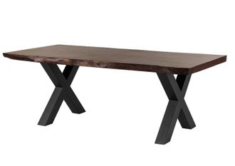 Massivmoebel24 Tavolo Da Pranzo In Legno Acacia - Laccato Marrone / Ferro X - Antracite Mat 220x100x77 Freeform 5