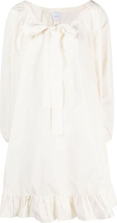 Patou tie-neck ruffled minidress - women - Polyester - 36 - White