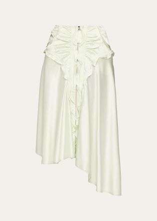 CHRISTOPHER ESBER Gwen Silk Satin Ruffled Asymmetric Skirt