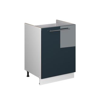 Vicco Mueble Bajo Para Fregadero Fame-line, Azul Oscuro Alto Brillo/blanco, 60 Cm, Vicco