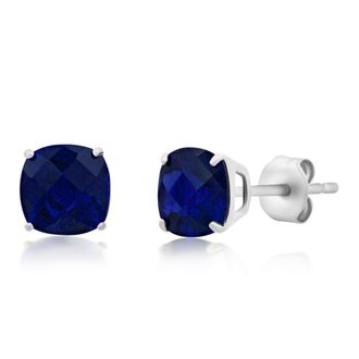 MAX + STONE 925 Sterling Silver 6mm Cushion Cut Gemstone Stud Earrings
