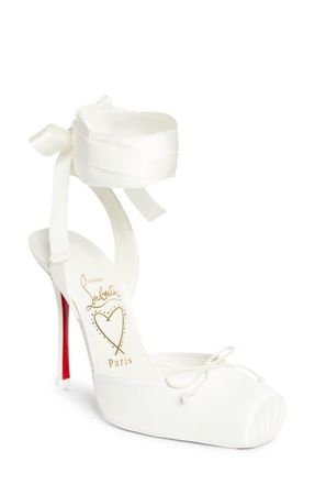 Christian Louboutin Cassia Lace-Up Slingback Pump in Ivory/Snow at Nordstrom, Size 10.5Us