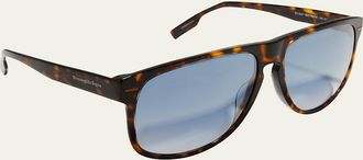 Ermenegildo Zegna Mens Keyhole-Bridge Rectangle Sunglasses