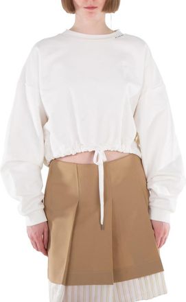 Marni White Drawstring Jersey Sweatshirt, Brand Size 44 ( US Size 12 )
