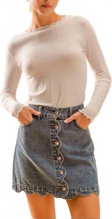 So Me Womens Scallop Front Denim Skirt
