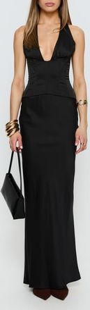 Princess Polly In a Trance Corset Halter Gown in Black at Nordstrom, Size 10
